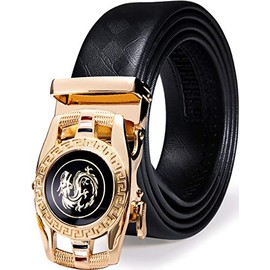 Barry.Wang Dragon Belt Buckle Genuine Leather Strap Ratchet Buckle Fashion Black Jeans Belt Wedding Birthday