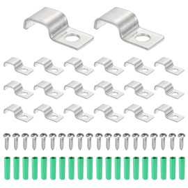 MECCANIXITY 20Pack Rigid Pipe Strap Fit for 5x10mm Strip/Cable, Stainless Steel U Shape Cable Strap Clamp with 1 Hole for Conduit, Wire, Cord, Pipe Fixing