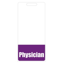 Physician Badge Buddy (Purple) - Vertical Heavy Duty Badge Tags for Doctors - Double Sided Badge Identification Card