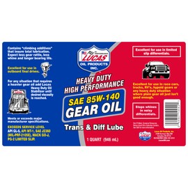 LUCAS Lucas Oil 10042 Heavy Duty High Performance SAE 85W-140 Gear Oil - 1 Quart