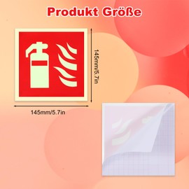 LXUEJIE 5 Stück Schild Feuerlöscher, 15x15cm PVC Nachleuchtend Feuerlöscher Aufkleber Selbstklebende Hinweisschilder für Haus Büro Krankenhaus