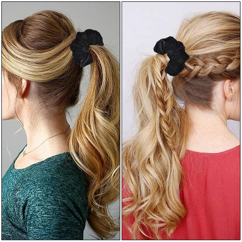 2 Pcs Velvet Scrunchie Black Suitable for Adult Women Large