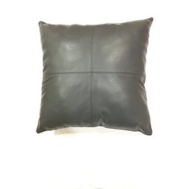 LEATHER FARM Thick Genuine Leather Pillow Cover Grey Decorative for Couch Throw Pillow Case Grey Leather Cushion Cover Solid Colour (16''x16'')
