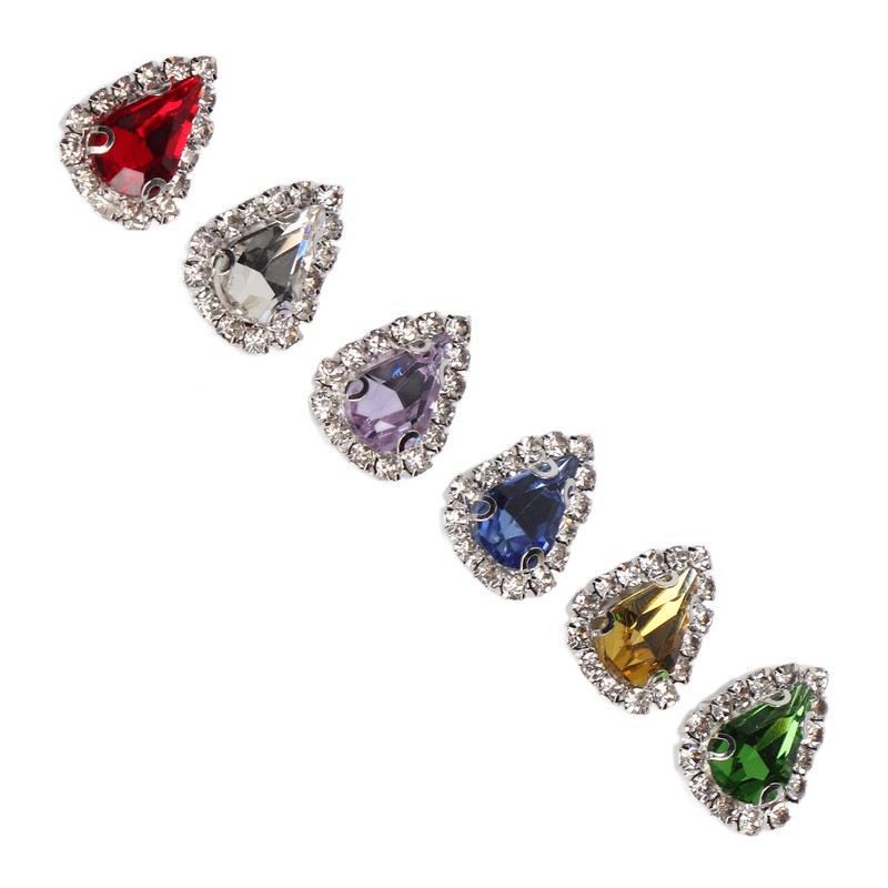 30pcs Sew On Rhinestones 6 Colors DIY Handcraft Glass Rhinestone
