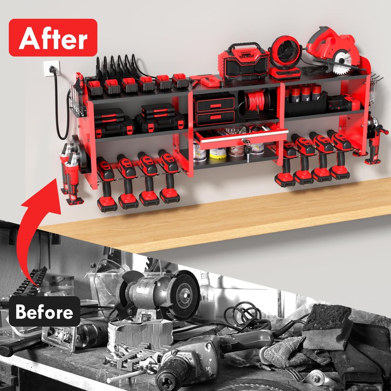 KSVO Large Power Tool Organizer Wall Mount with Drill Rack,