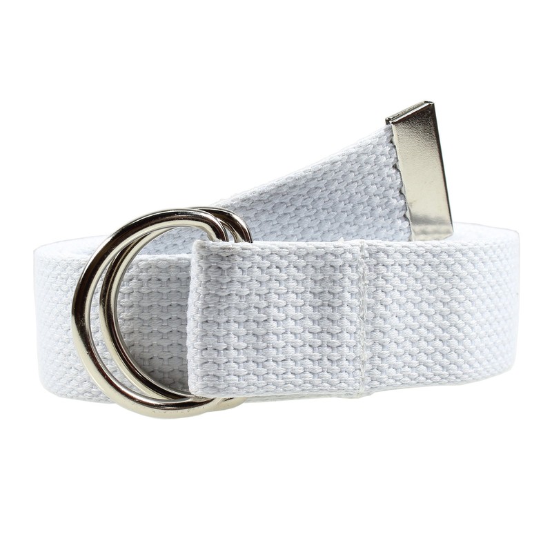 Gelante Canvas Web D Ring Belt Silver Buckle Military Style