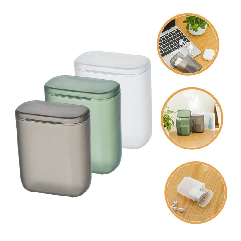 KOMBIUDA 3Pcs Small Plastic Storage Boxes with Lid Organizer for