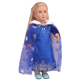 DUORUIMI Doll Clothes Princess Queen Dress Outfit with Cloak for American Girl Doll 18 inch Snowflake Pattern