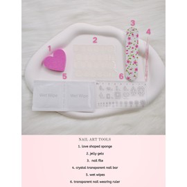 Duotaoii French Tip Press On Nails Short Round Fake Nails Pink False Nails Crystals Cross Star 3D Nail Charms designs,Square Acrylic Nail Kit Glue on Gel Nails, Reusable Stick on Nails for Women 24pcs