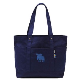 moz PL-BG06 Tote Bag with Canvas/Pocket> L Size Approx. 17.7 x 12.2 inches (45 x 31 cm), Blue