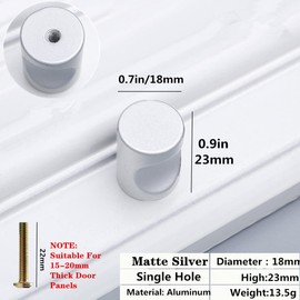 Forwind Cabinet Knobs 10 Pack 0.75" Diameter Round Matte Drawer Dresser Single Hole Solid Door Knob Pull Handle Knobs for Wardrobe Drawer Cabinet Home Kitchen Hardware (Matte Silver)