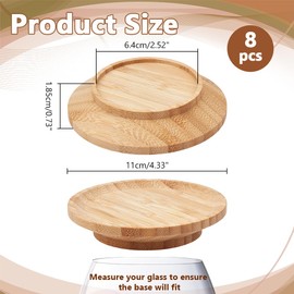 NBEADS 8Pcs Wine Glass Charcuterie Topper, 4 Inch Bamboo Wine Glass Topper Lids for Wine Glasses Wine Glass Topper Appetizer Plates for Family Gatherings Bars Restaurants