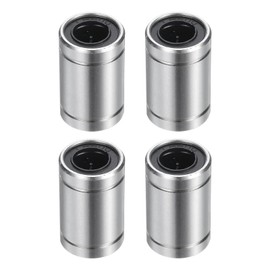 sourcing map 4Pcs LM8UU Linear Bearing 8mm Bore 15mm OD 24mm Length Linear Ball Bearings Nickel Plated Surface Double Side Rubber Sealed Bearing Steel for CNC Machine 3D Printer