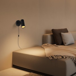 Aisilan LED Spot Lights Indoor, 12W Black Plug in Spotlight, Accent Lighting Floor Spot Lights, 3000K LED Spot Uplight Modern Multipurpose Spotlight Lamp for Plant Picture Artwork Home