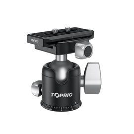 Toprig Mini Ball Head, 51mm Tripod Ball Head Panoramic Tripod with 1/4" Quick Release Plate for Camera Head Tripod, DSLR, Camcorder, Maximum Load 20KG Angle Adjust Aluminum Alloy