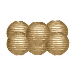 Paper Lanterns Mix Color Packs of 6 Round Paper Lanterns Lampshade Party Decorations (Gold, 6" (15 Cm))