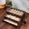 Wooden Jewelry Box Transparent Window Rings Necklace Storage Organizer Box