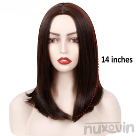 Nuxovin Dark Brown Wigs Human Hair for Women Short Bob Medium Length Wig for Daily Use Glueless Breathable Capless Heat Resistant Tangle Free Natural Look (Dark Brown,14 Inch)