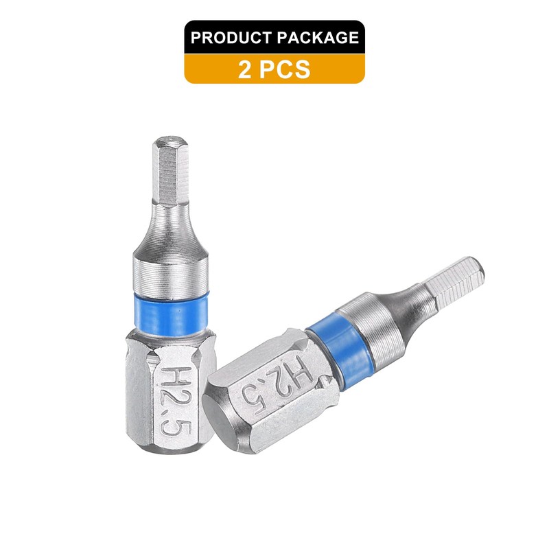 sourcing map 2pcs Hex Screwdriver Bit H2.5 1/4" Hex Shank