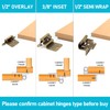 1/2" Overlay Partial Wrap Cabinet Door Hinges, Antique Brass Self