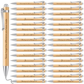 Tenare 32 Pcs Motivational Pens Inspirational Quotes Pens Bulk Gifts for Coworkers Employee Appreciation Gifts Bamboo Ballpoint Black Ink Thank You Gifts for Teacher Office Colleagues