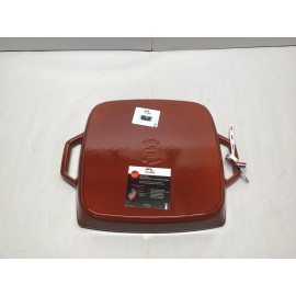 Staub Double Handle Grill Square 13", Red