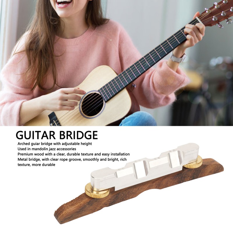 Archtop Guitar Bridge Rosewood Height Adjustable Guitar Bridge Replacement with