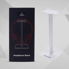 VireoCradle Headphone Stand for Desk - Universal Aluminum Headset Holder with ABS Base and Flexible Headphone Hook for Gaming - Ideal for Office, Home and Gaming Setup (White)