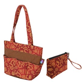 Bingo Dauber Bag with 8 pockets and Wristlet Pouch - Large Tote Bag for carrying bingo supplies and money pouch (Year of the Dragon)