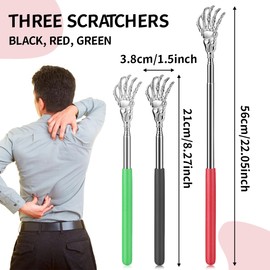EAVUYIS 3 Stück Rückenkratzer, Edelstahl Teleskop Rücken Kratzer, Teleskop Rückenkratzer, Back Scratcher, für Haus, Reise und Büro