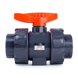 HYDROSEAL Kaplan PVC 1 1/2" True Union Ball Valve with Full Port, ASTM F1970, EPDM O-Rings and Reversible PTFE Seats, Rated at 200 PSI @73F, Gray, 1 1/2 inch Socket (1 1/2")