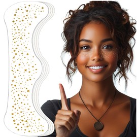 Glitter Freckles Face Tattoo,Glitter Tattoo kit gold star stickers,Waterproof Shiny Gold Foil Flash Face Makeup for Music Festival Singer Dancer Rave Party Christmas New Year
