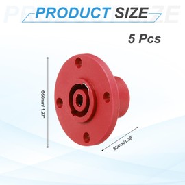 sourcing map 5pcs 4 Pole Speaker Jack Twist Lock, NL4 Connector 2 Inch XLR Speaker Female Panel Mount Audio Microphone Plug Socket for NL4 Series, Red