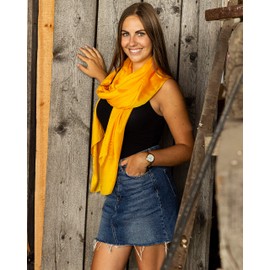 Dolce Abbraccio by RiemTEX ® Women's Lady Sunshine Silk Scarf Shawls with High Silk Rich Pashmina Stole Shawl Scarf Women's Silk Scarf Elegant Scarves (Lady Sunshine Seidentuch) - emerald, size: 180 x 90 cm