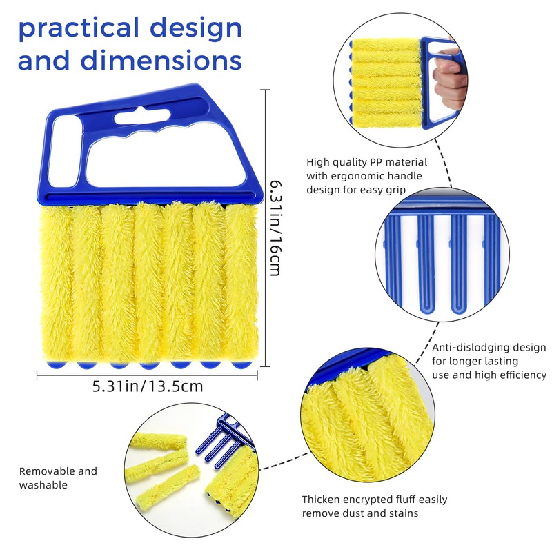 4Pcs Window Venetian Blind Cleaner Duster Tool,Washable 7 Fingers Dusting