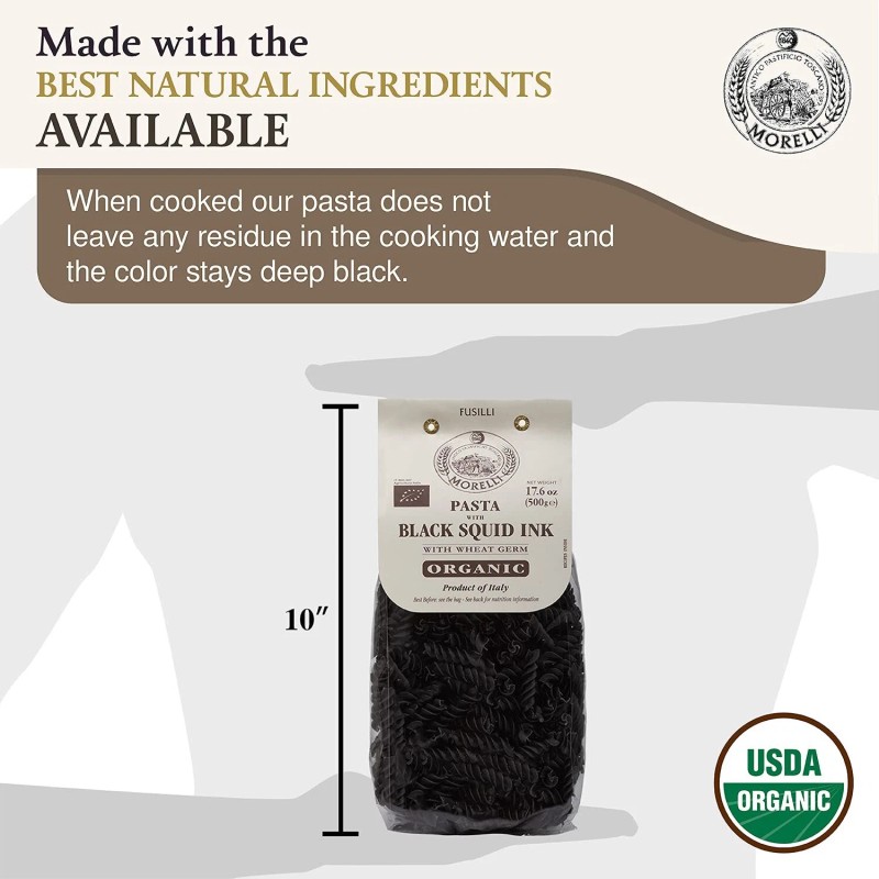 Morelli Black Squid Ink Pasta 2 Pack 17.6Oz Italian Gourmet