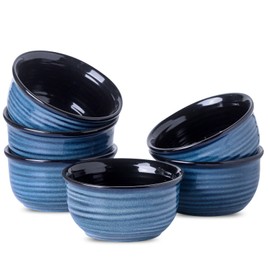 MEKY Soup Bowl, 20 OZ Porcelain Cereal Bowls Set of 6 Perfect for Pasta, Snack, Oatmeal, Rice, Salad,and Ice Cream, Stackable & Durable Bowls for Kitchen, Microwave & Dishwasher Safe, Blue