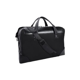 McKleinUSA N Series, Harpswell, Nano Tech-Light Nylon with Leather Trim, 17" Nylon Dual Compartment Laptop Briefcase, Black (18565), One Size