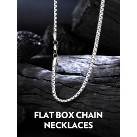 Bandmax Necklace Stainless Steel Men's Women's Venetian Chain for Men Link Chain 2/4/6 mm Wide Box Link Chain Silver/Gold/Black Venetian Briolette Chains Choker Necklace, Length 35-76 cm, Stainless