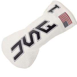 Honmeday Golf Head Cover with USA and Flag Cross-Stitch for Golf Club Driver (White)
