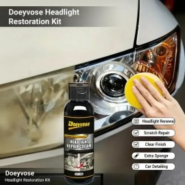 Universal Headlight Restoration Kit with Sponge – Car Headlight Lens Cleaner for Yellowing, Scratches & Oxidation Repair, Clear Bright Finish Auto Care