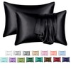 100% Mulberry Silk Satin Pillow Cover Black King (51x92 cm)