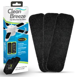 CLEAN BREEZE Ceiling Fan-Mounted Air Filters – Improve Air Circulation, Easy-Stick Universal Ceiling Fan Blade Filters for Cleaner Air - 3-Count Pack.