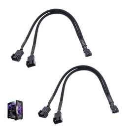 Zescyha 2 Pack PWM Fan Splitter Cable, 1 to 2 PC Splitter 27cm Y Braided Cable for Computer Case Cooling Fans, Compatible with 3-Pin & 4-Pin, Adds Double Fan Coverage for Improved Airflow and Cooling