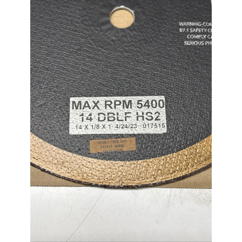 ALLISON ABRASIVES CUT-OFF WHEEL 14 X 1/8 X 1 017514