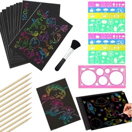 FLOVAZO 120pcs hojas Scratch Multicolor Paper,18x13cm,Juego de Papel de Rascar arte Arcoíris con Bolígrafo y plantilla de dibujo,Scratching rainbow art crafts,dibujos de Graffiti Scratch boards
