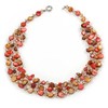 Avalaya 3 Strand Brick Red/Mustard Brown Shell Nugget and Nude