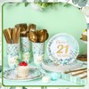 Yungyan 252 Pcs Sage Green 21st Birthday Tableware Decorations Eucalyptus