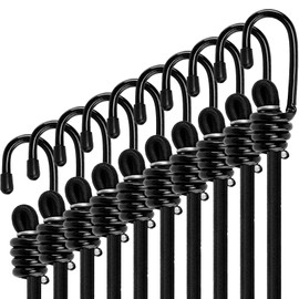 10 Pack Bungee Cords With Hooks, Heavy Duty Elastic Bungee Straps, Elastic Bungee Rope for Bike, Tents, Camping, Luggage, DIY Storage Multi-Purpose