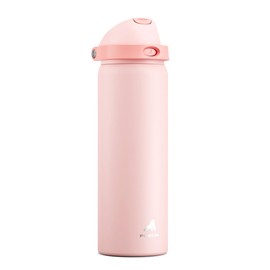 POWCAN 32 oz Insulated Water Bottle for Travel: 2-in-1 Lid with Push-Button Spout & Quick-Flip Straw, Leakproof, Keep Cold 24Hrs, Vacuum Stainless Steel for Travel, Trip, Hiking, Sport (Cotton Candy)